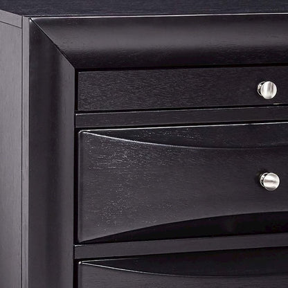 Wood Nightstand with 2 Drawers in Black