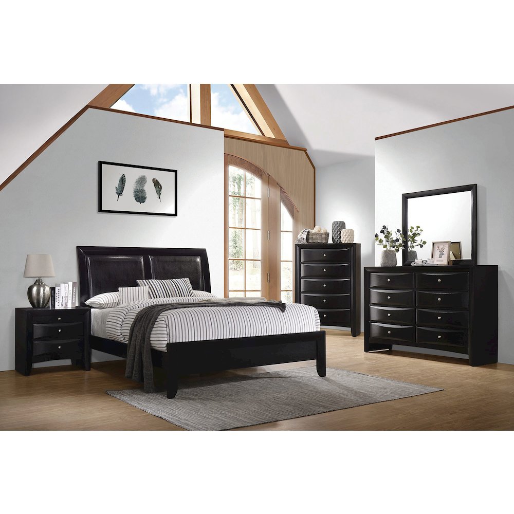 Wood Nightstand with 2 Drawers in Black
