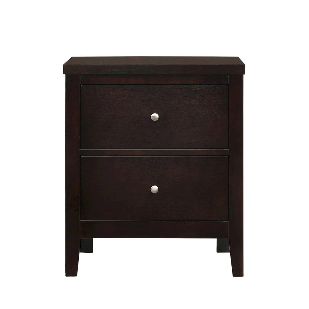 Wood Nightstand with 2 Drawers in Cappuccino