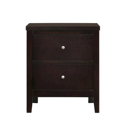 Wood Nightstand with 2 Drawers in Cappuccino