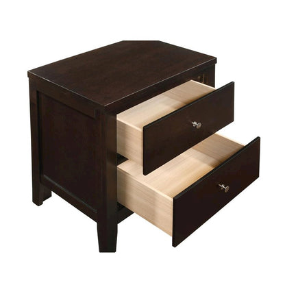 Wood Nightstand with 2 Drawers in Cappuccino