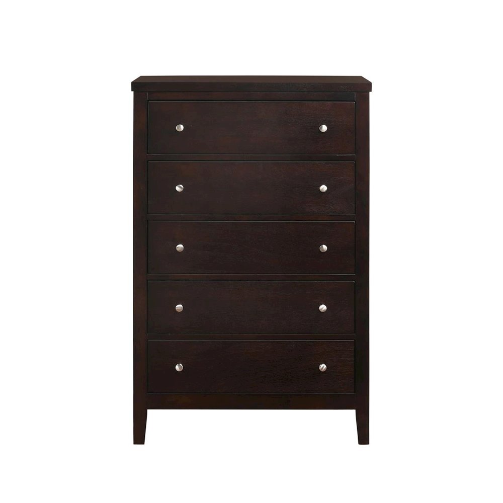 Wood Chest with 5 Drawers in Cappuccino