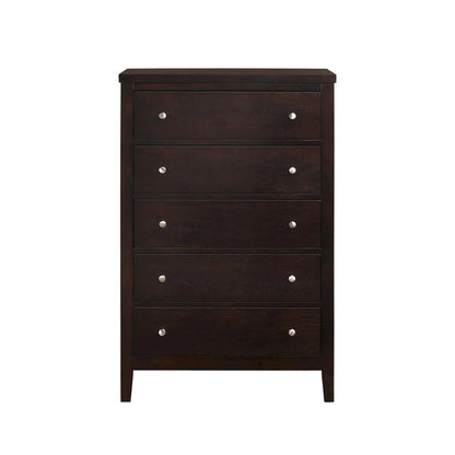 Wood Chest with 5 Drawers in Cappuccino