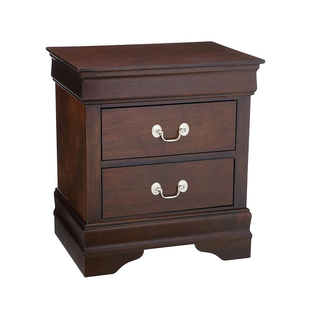 Wood Nightstand with 2 Drawers in Cappuccino