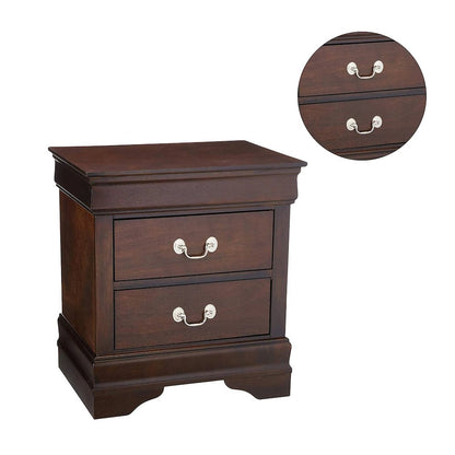 Wood Nightstand with 2 Drawers in Cappuccino