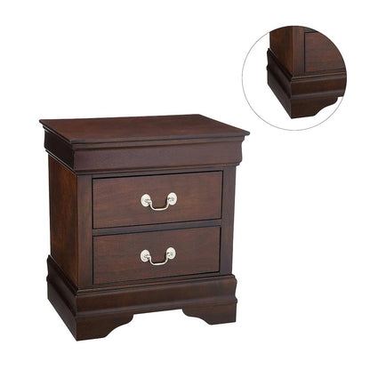 Wood Nightstand with 2 Drawers in Cappuccino