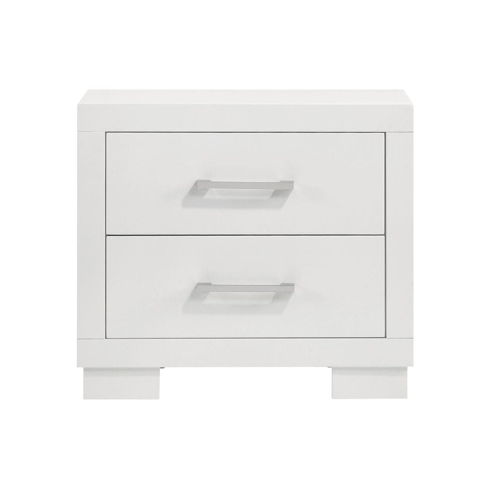 Wood Nightstand with 2 Drawers in White