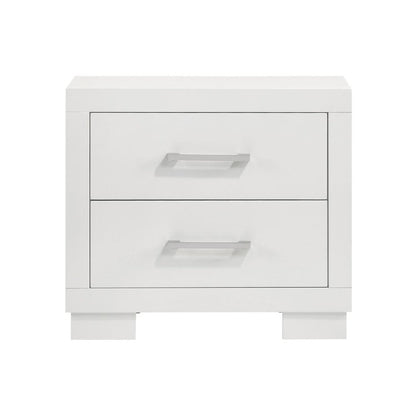 Wood Nightstand with 2 Drawers in White