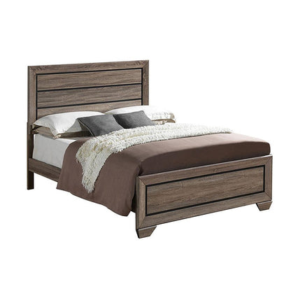 Wooden Queen Bed in Washed Taupe Finish