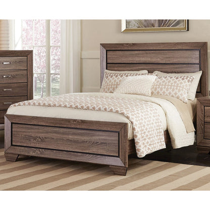 Wooden Queen Bed in Washed Taupe Finish