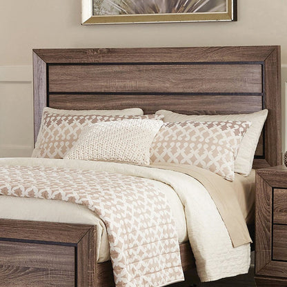 Wooden Queen Bed in Washed Taupe Finish
