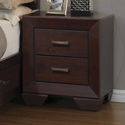 Wood Nightstand with 2 Drawers in Dark Cocoa