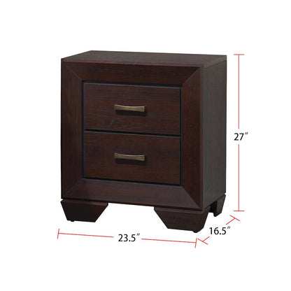 Wood Nightstand with 2 Drawers in Dark Cocoa