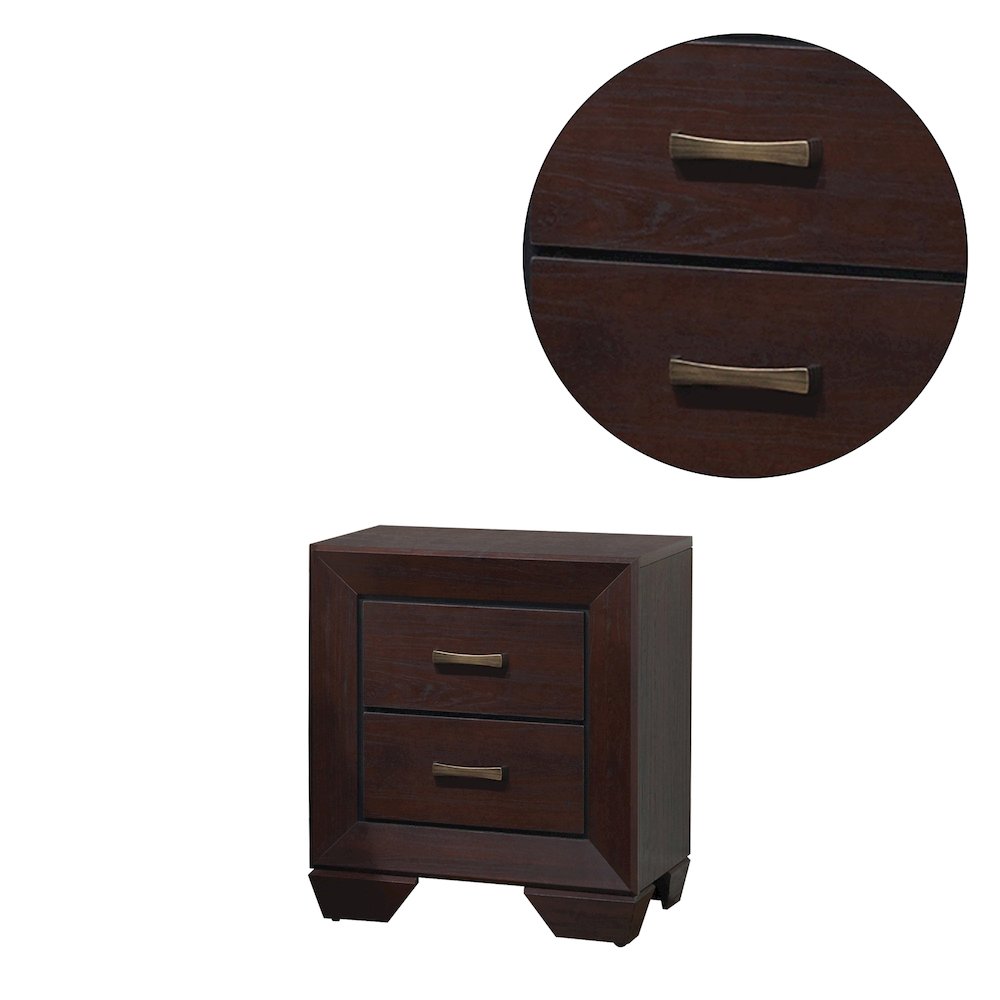 Wood Nightstand with 2 Drawers in Dark Cocoa