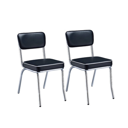 Set of 2 Side Chairs in Black And Chrome