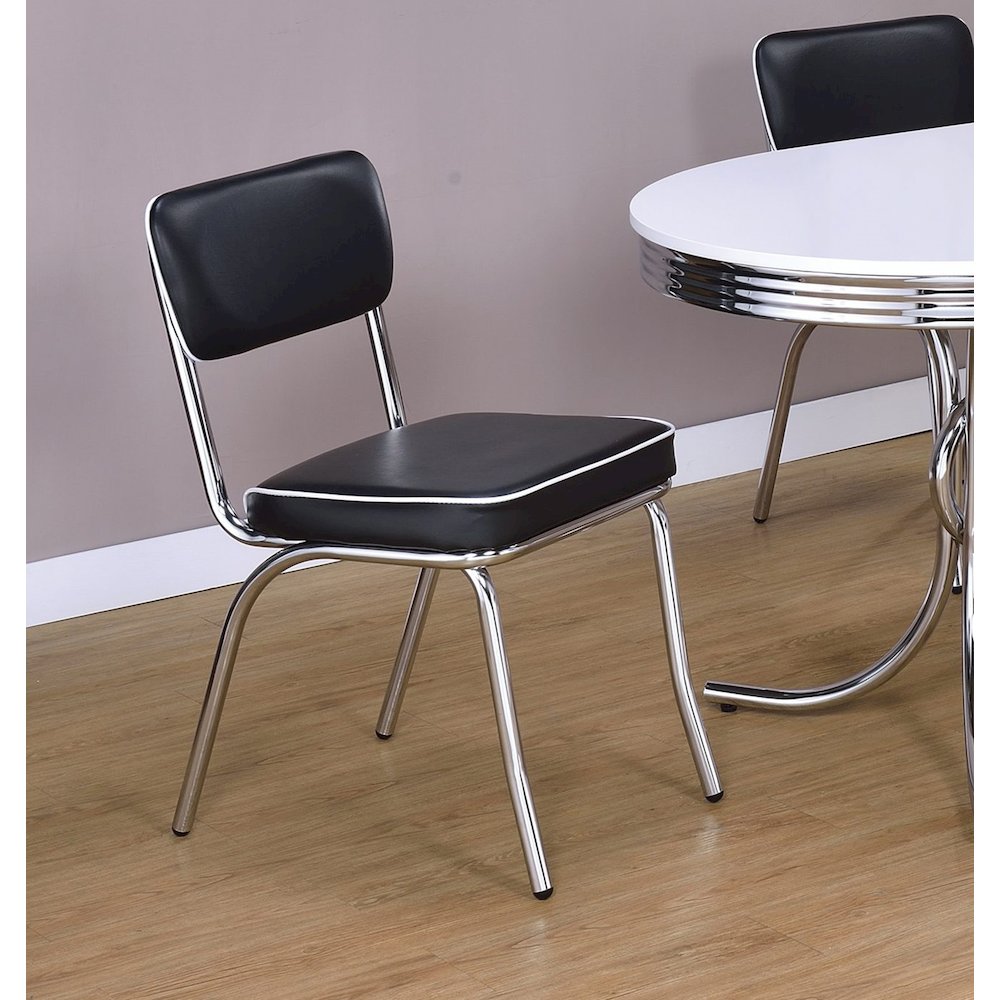 Set of 2 Side Chairs in Black And Chrome