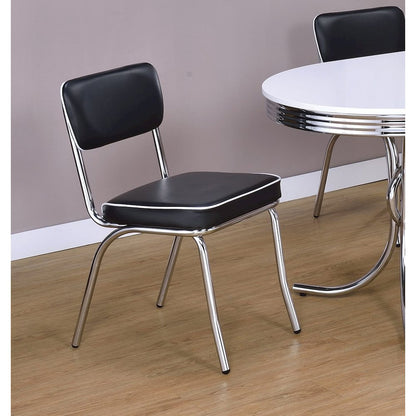 Set of 2 Side Chairs in Black And Chrome