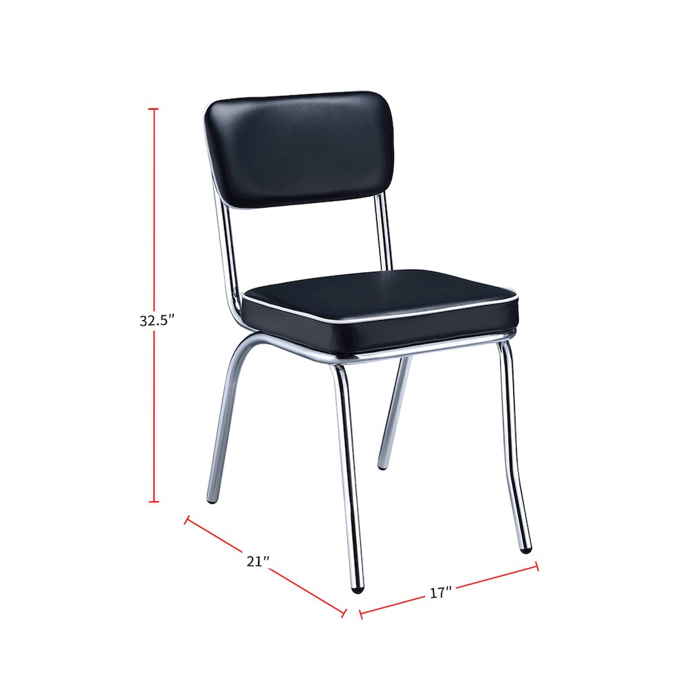 Set of 2 Side Chairs in Black And Chrome
