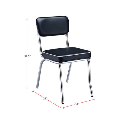 Set of 2 Side Chairs in Black And Chrome