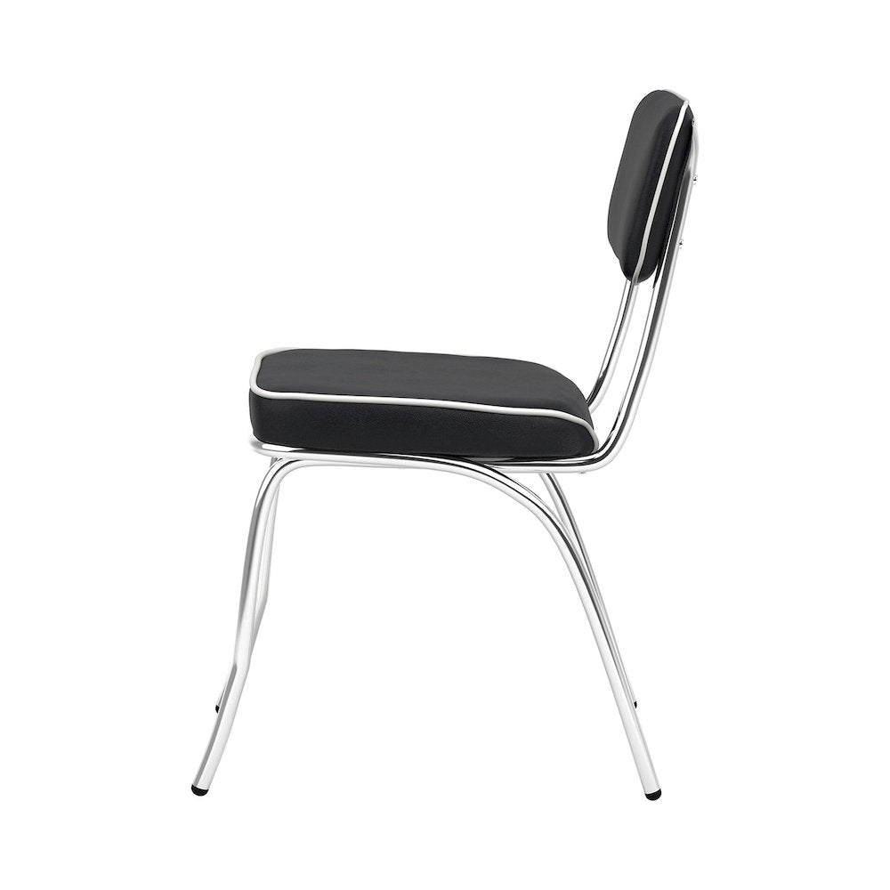Set of 2 Side Chairs in Black And Chrome
