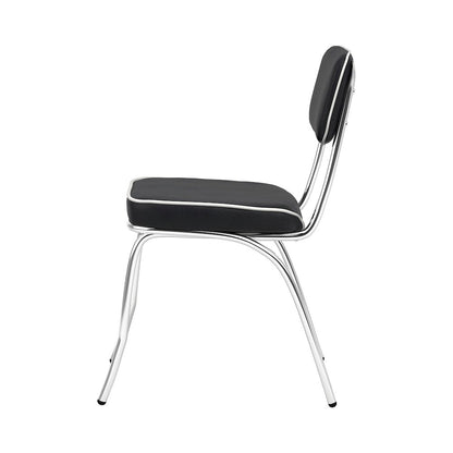 Set of 2 Side Chairs in Black And Chrome