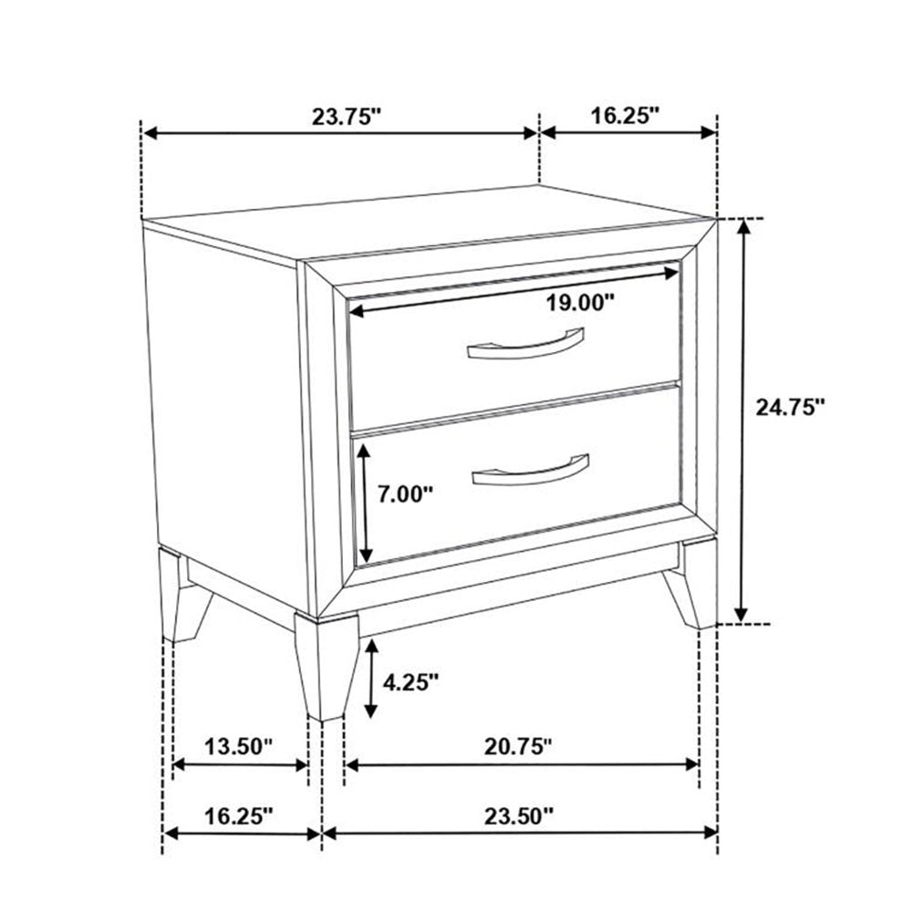 2 Drawers Nightstand in Grey Oak And Black