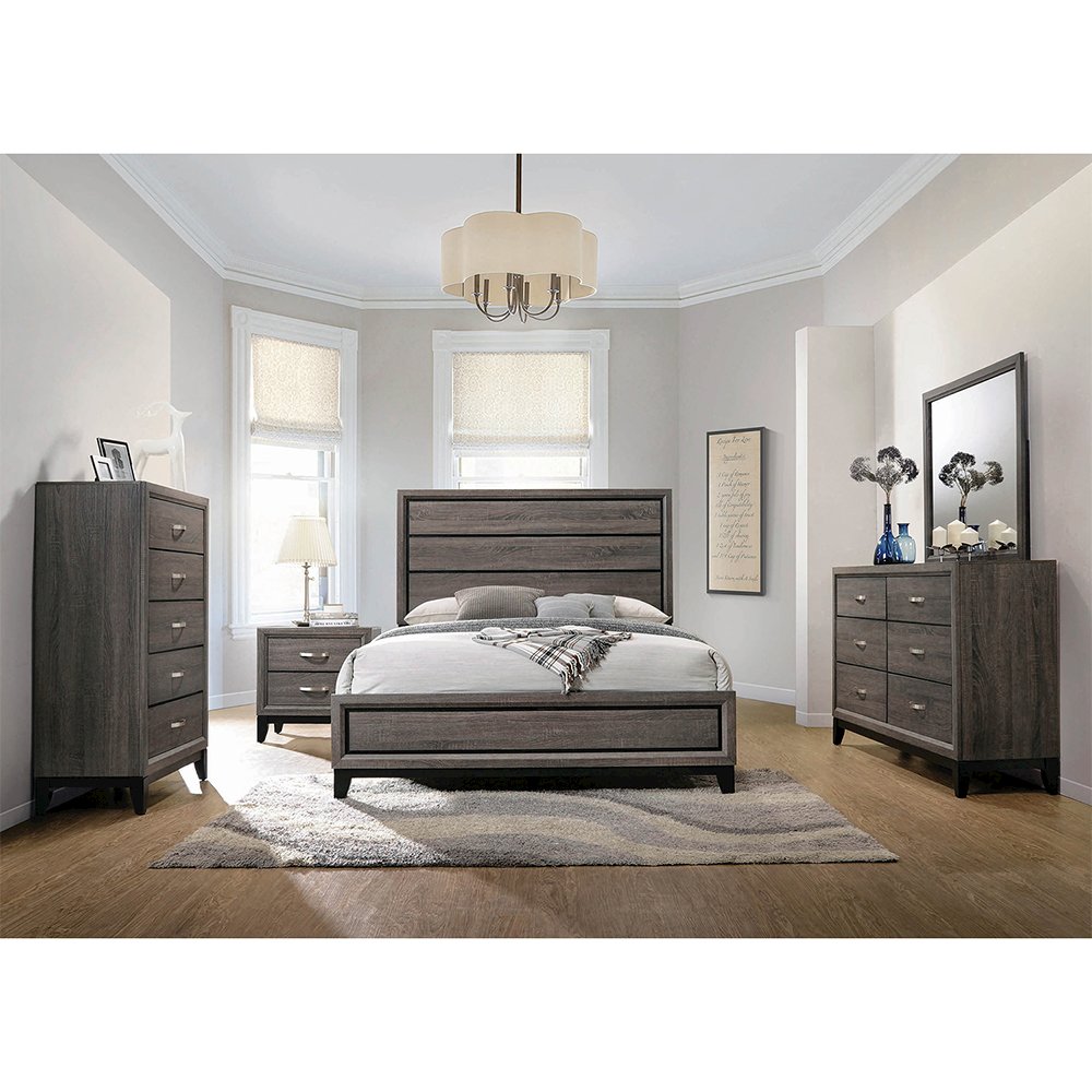 2 Drawers Nightstand in Grey Oak And Black
