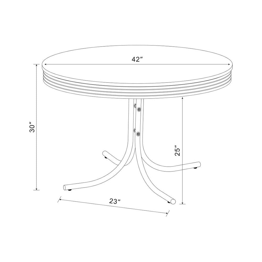 Round Dining Table, White and Chrome