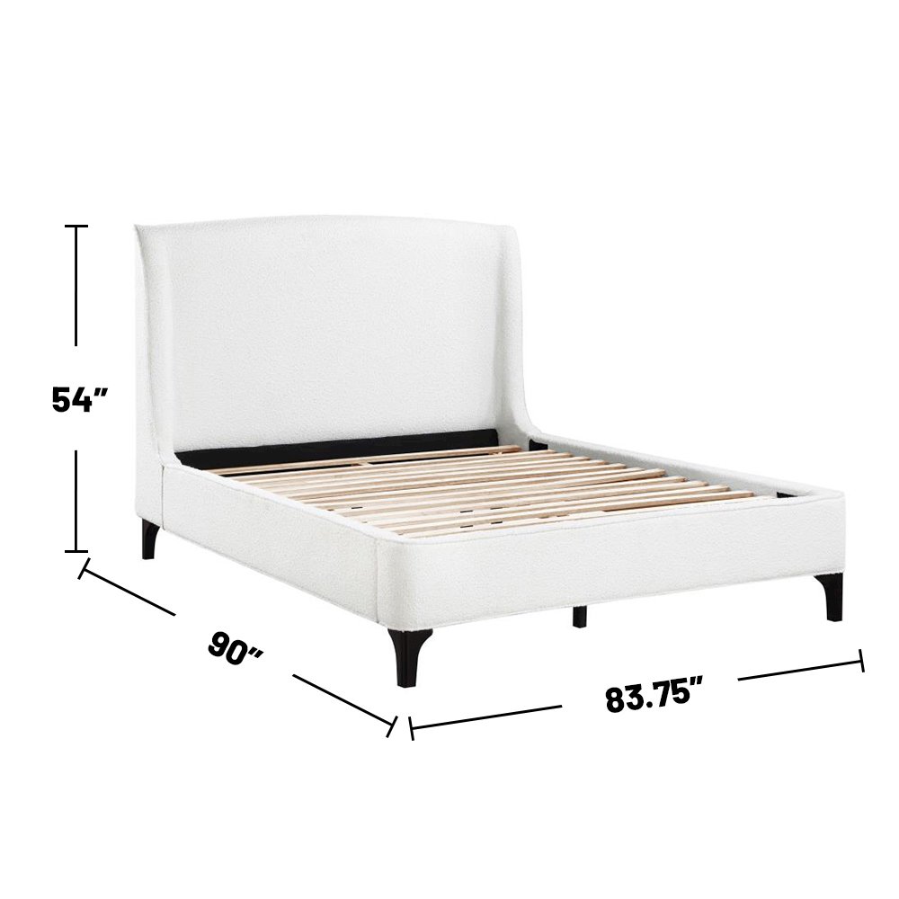 Upholstered Curved Headboard Eastern King Platform Bed in White and Black