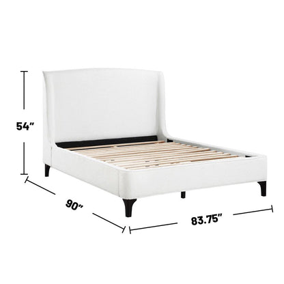 Upholstered Curved Headboard Eastern King Platform Bed in White and Black