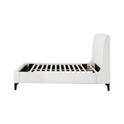 Upholstered Curved Headboard Eastern King Platform Bed in White and Black