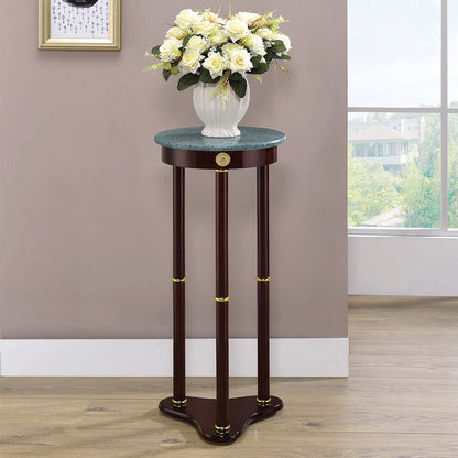 Round Marble Top Accent Table, Merlot