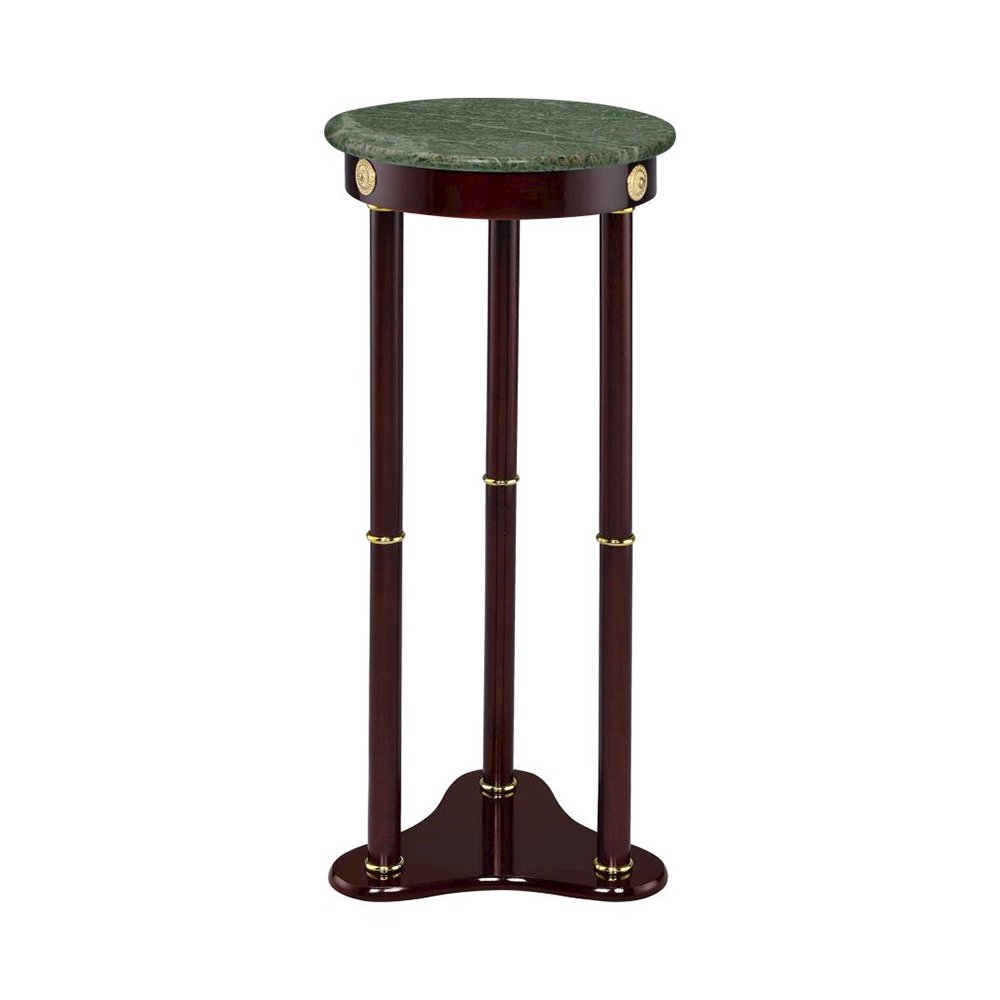 Round Marble Top Accent Table, Merlot