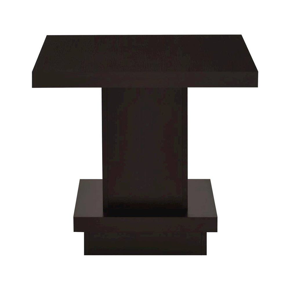 Pedestal Square End Table in Cappuccino