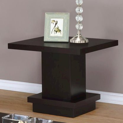 Pedestal Square End Table in Cappuccino