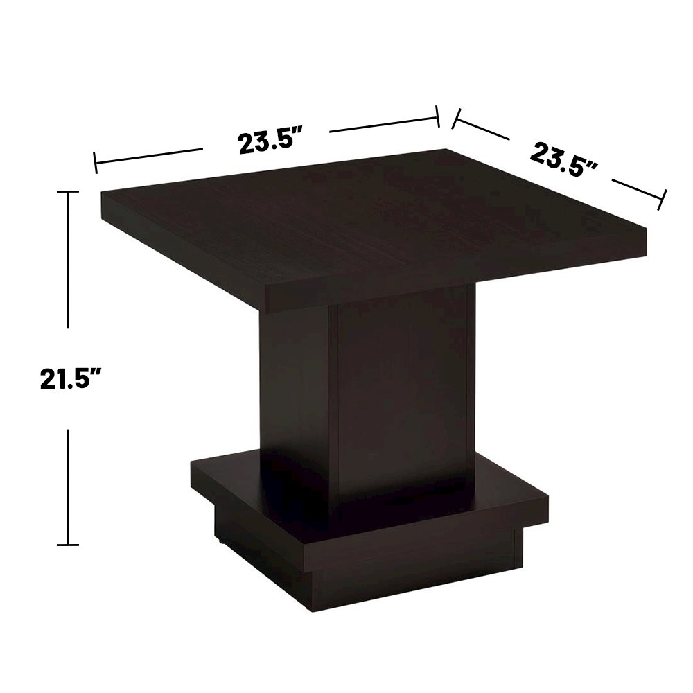 Pedestal Square End Table in Cappuccino