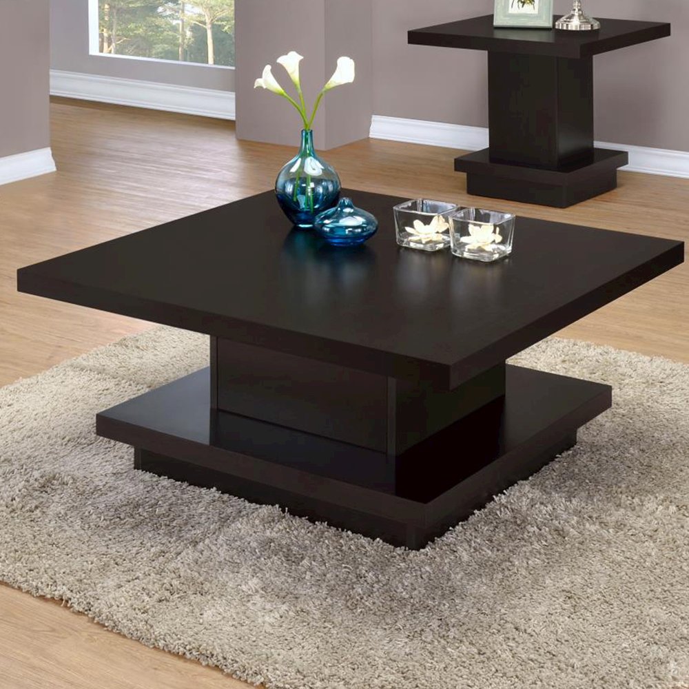 Pedestal Square Coffee Table in Cappuccino