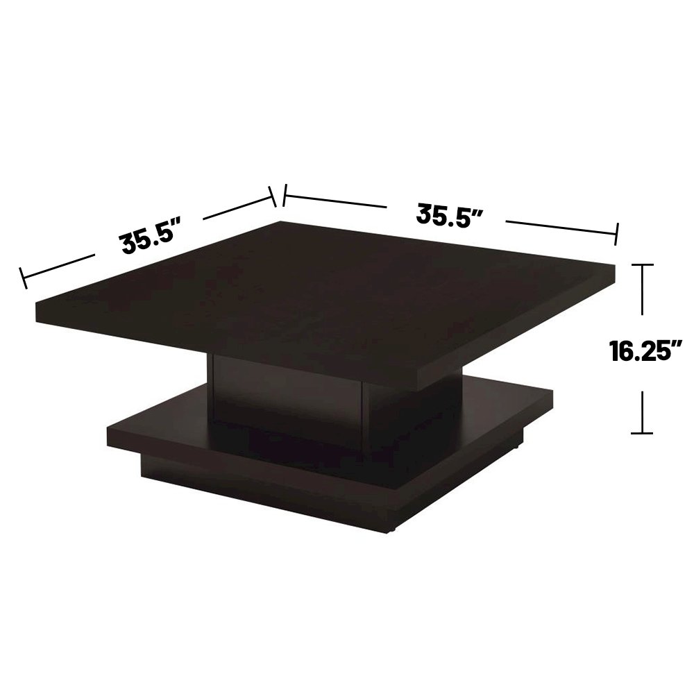 Pedestal Square Coffee Table in Cappuccino