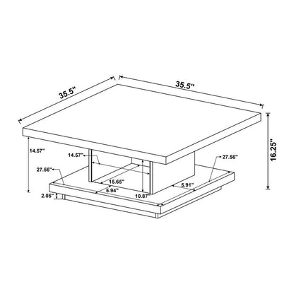 Pedestal Square Coffee Table in Cappuccino