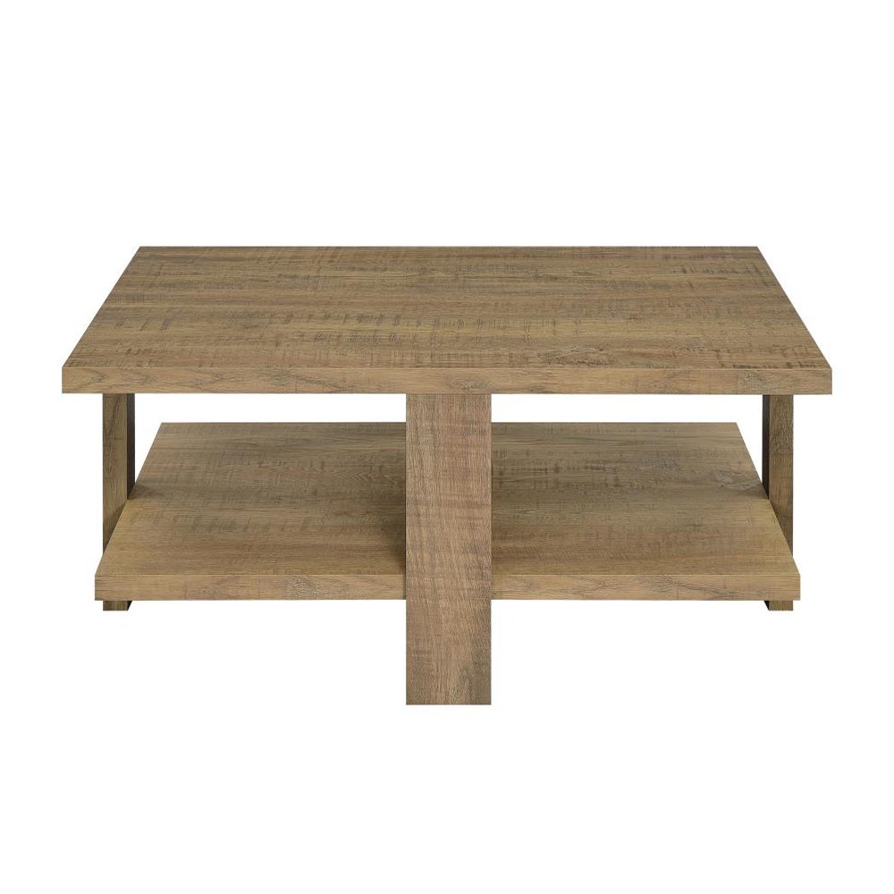 Square Wooden Coffee Table with 1 Shelf in Mango