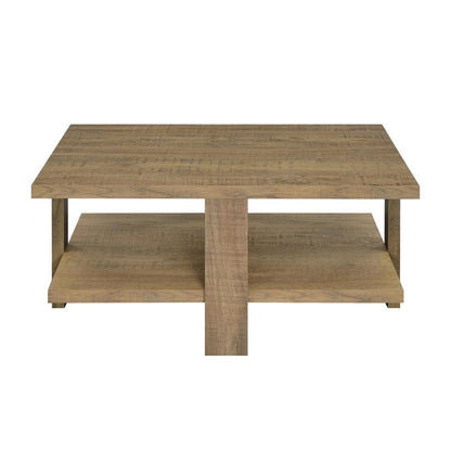 Square Wooden Coffee Table with 1 Shelf in Mango