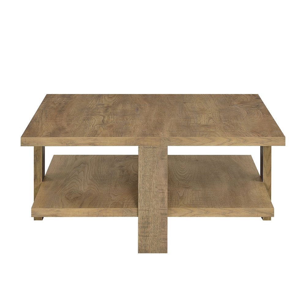 Square Wooden Coffee Table with 1 Shelf in Mango