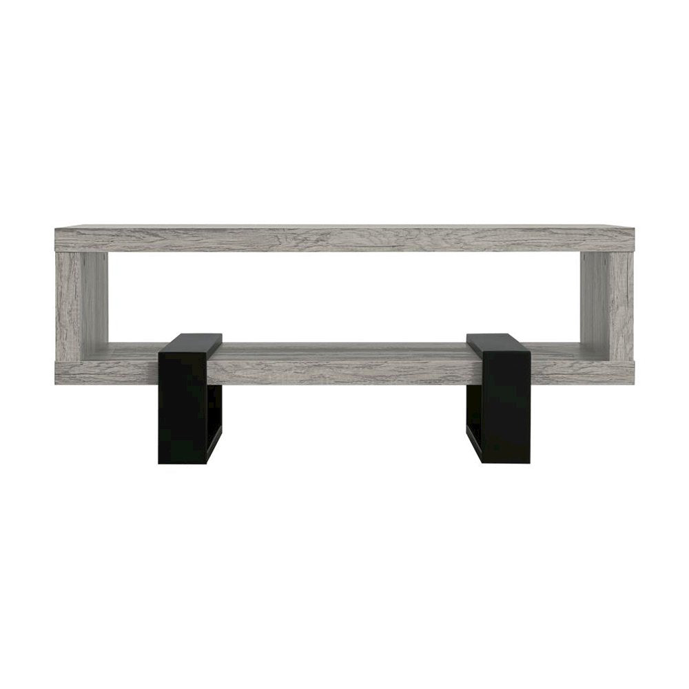 Living Room Coffee Table With Shelf in Grey