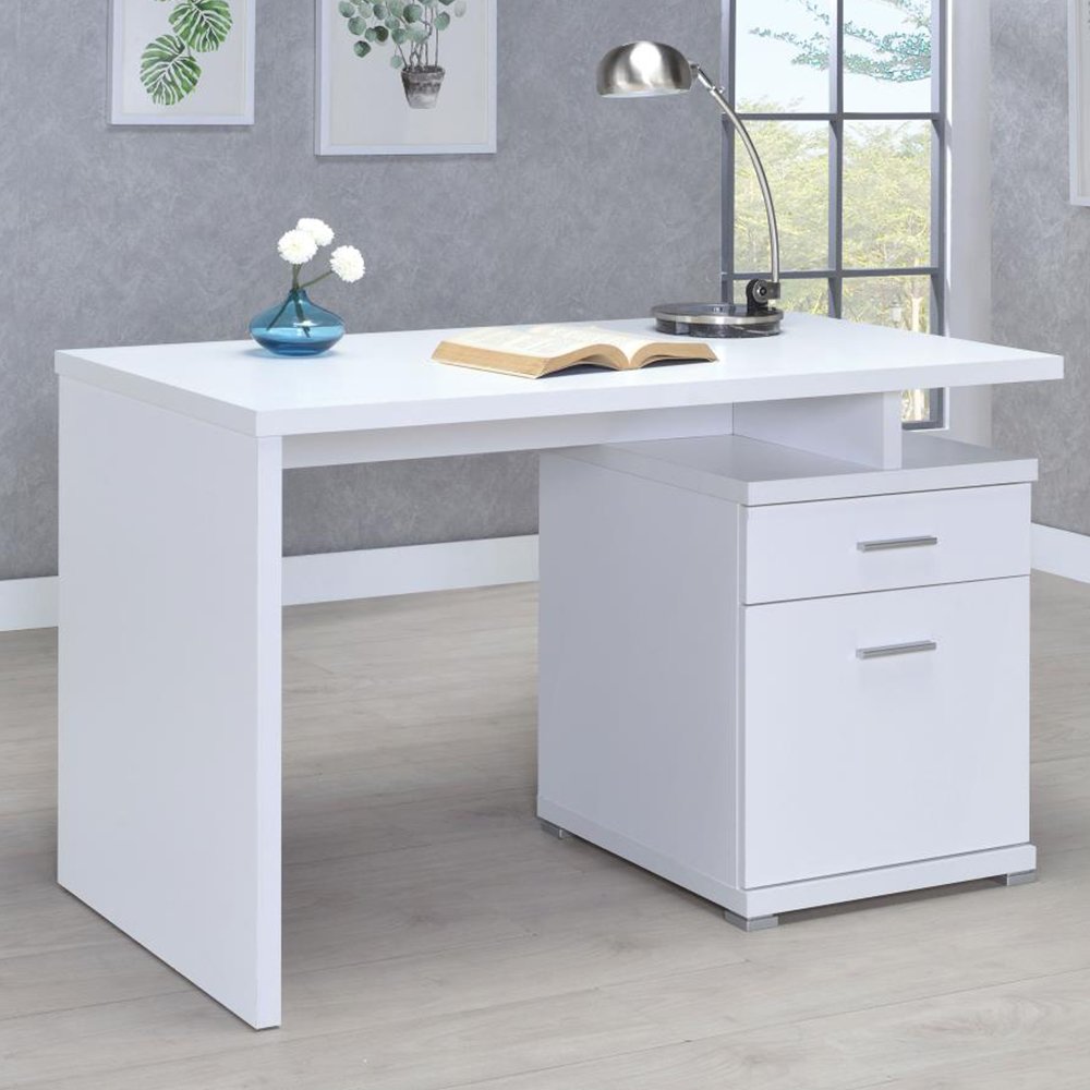 2-Drawer Office Desk With Cabinet in White