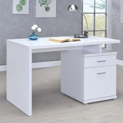 2-Drawer Office Desk With Cabinet in White