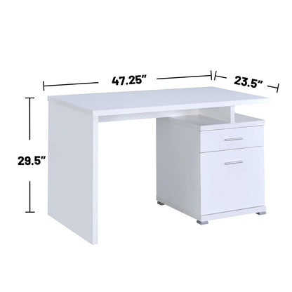 2-Drawer Office Desk With Cabinet in White