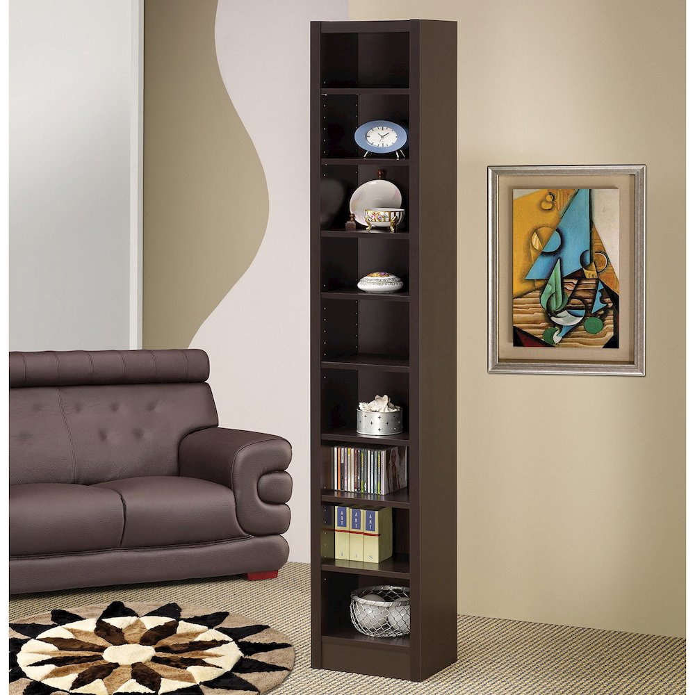 Rectangular Bookcase With 2 Fixed Shelves, Cappuccino