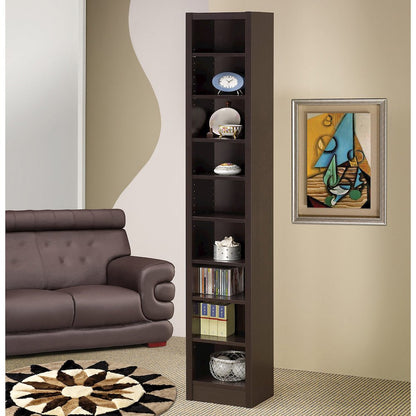 Rectangular Bookcase With 2 Fixed Shelves, Cappuccino