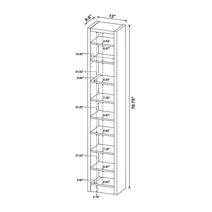 Rectangular Bookcase With 2 Fixed Shelves, Cappuccino