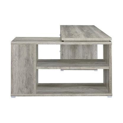 L-Shape Office Desk with 3 Drawers Grey Driftwood